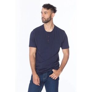 Hawk's Bay Men's Basic‎ Henley Shirt Navy Blue Large